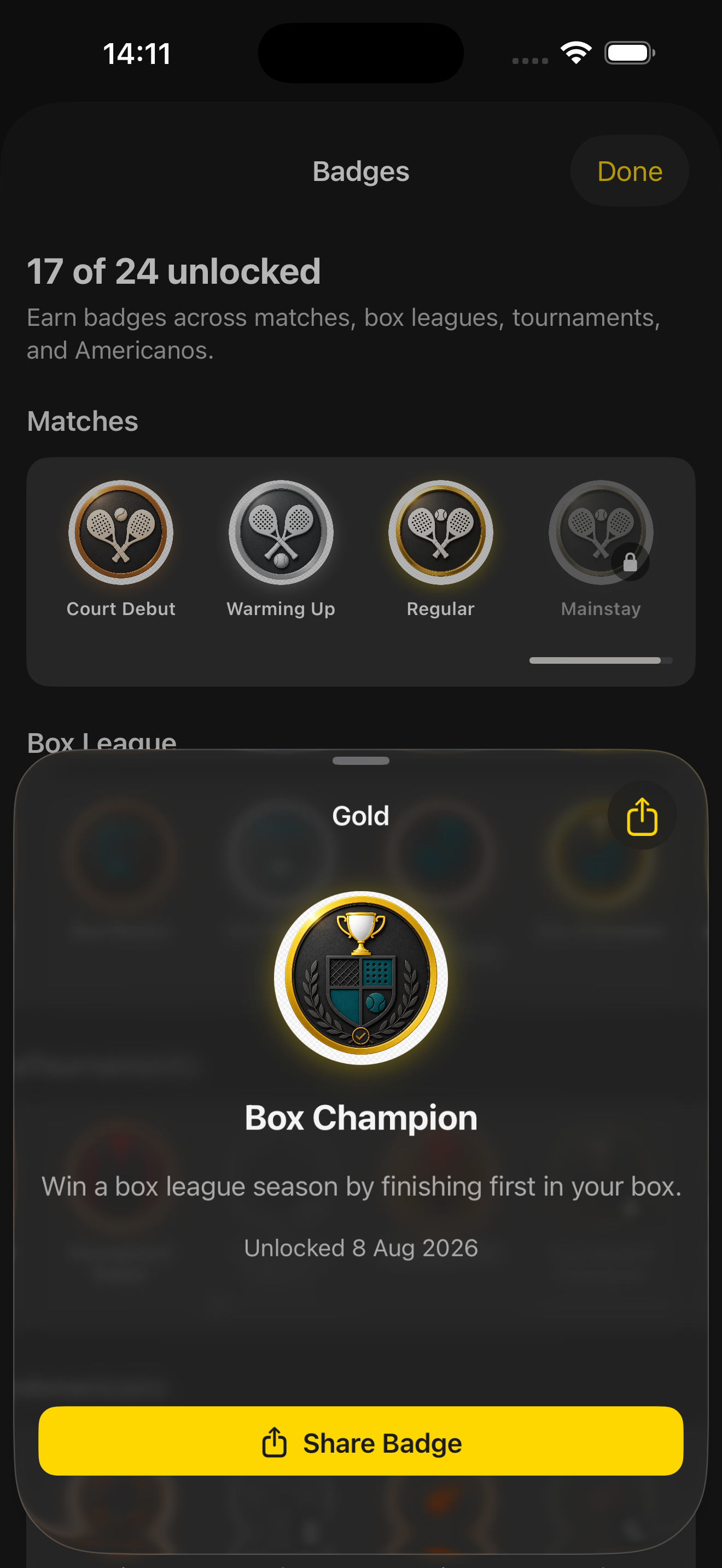 Gold Box Champion badge detail